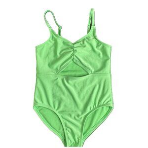 Art Class Girl's Lime Green One Piece Cutout Tank-Cut Swimsuit, Size 8 (M)